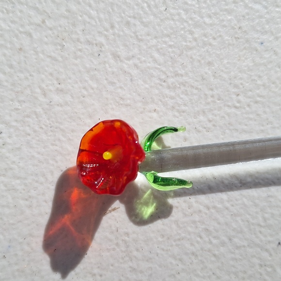 (4) GLASS STIRRERS/ SWIZZLE STICKS HANDBLOWN Decoration at the the top - Picture 2 of 7